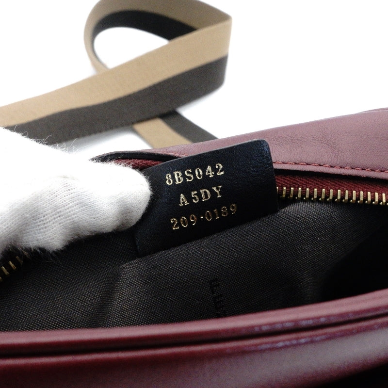 FENDI Cam Shoulder Bag Burgundy Leather FF Logo Gold Hardware