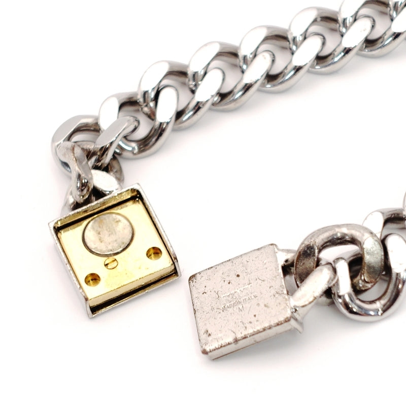 FENDI Bracelet Silver Palladium Size M FF Logo Unisex