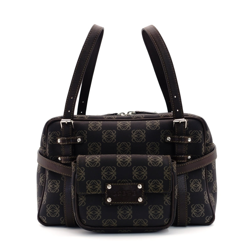 LOEWE Anagram Handbag Brown Logo Leather PVC