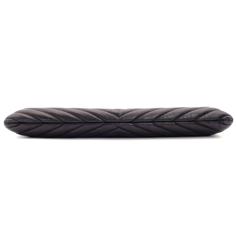 YVES SAINT LAURENT Clutch Bag Logo Black Gold Hardware