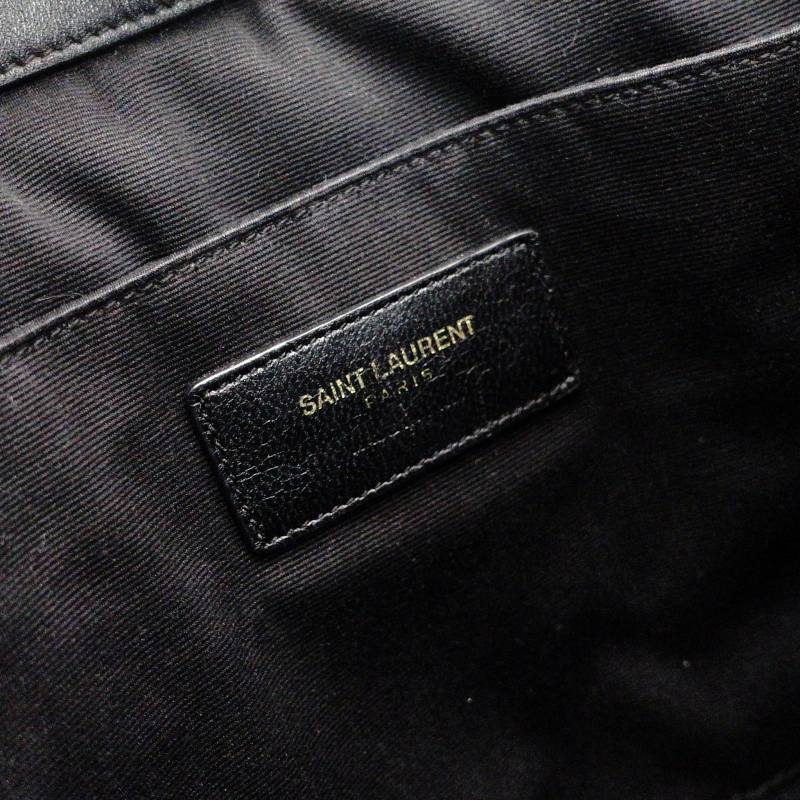 YVES SAINT LAURENT Clutch Bag Logo Black Gold Hardware