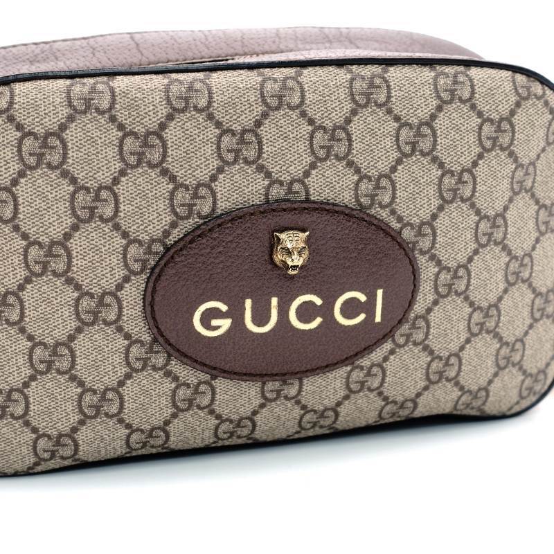 GUCCI GG Supreme Shoulder Bag Beige Logo PVC Leather Brown