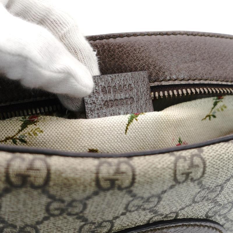 GUCCI GG Supreme Shoulder Bag Beige Logo PVC Leather Brown