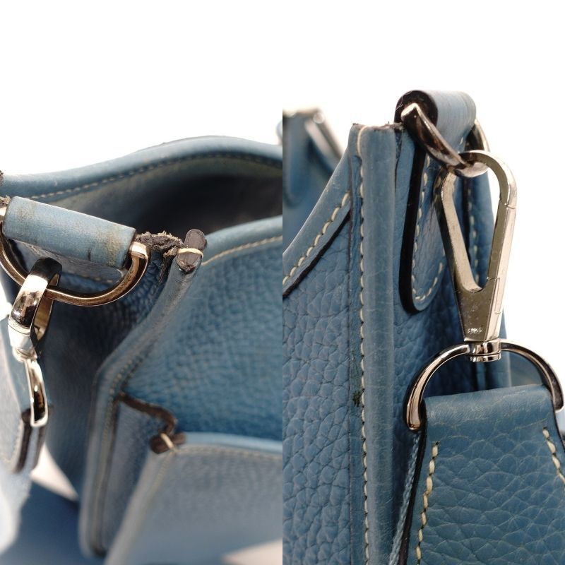 HERMES Evelyn PM Shoulder Bag Blue-Jean Leather stamped □C