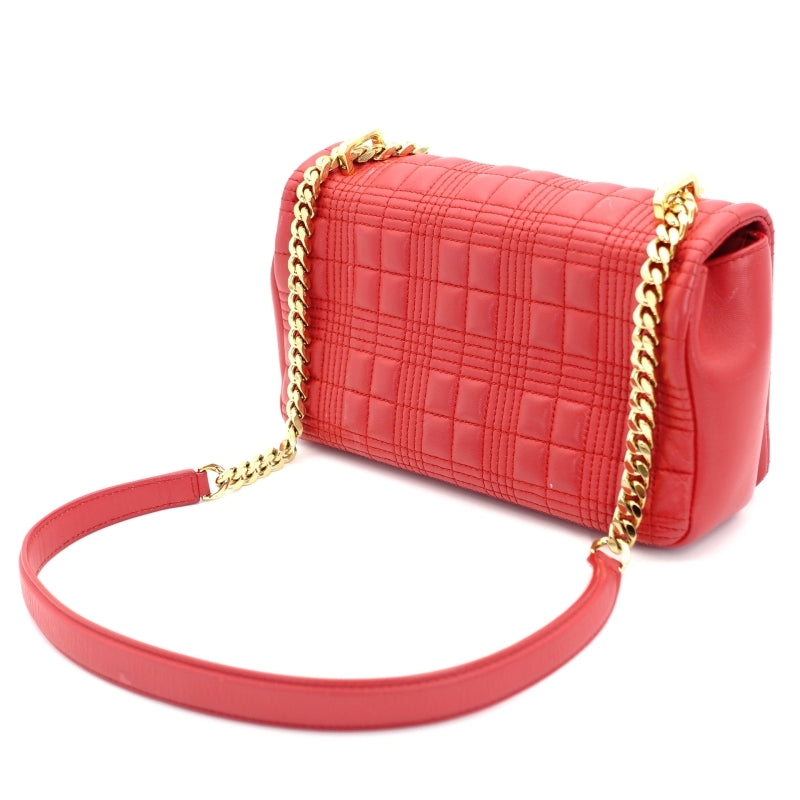 BURBERRY Lola Chain Shoulder Bag Red Leather TB Logo