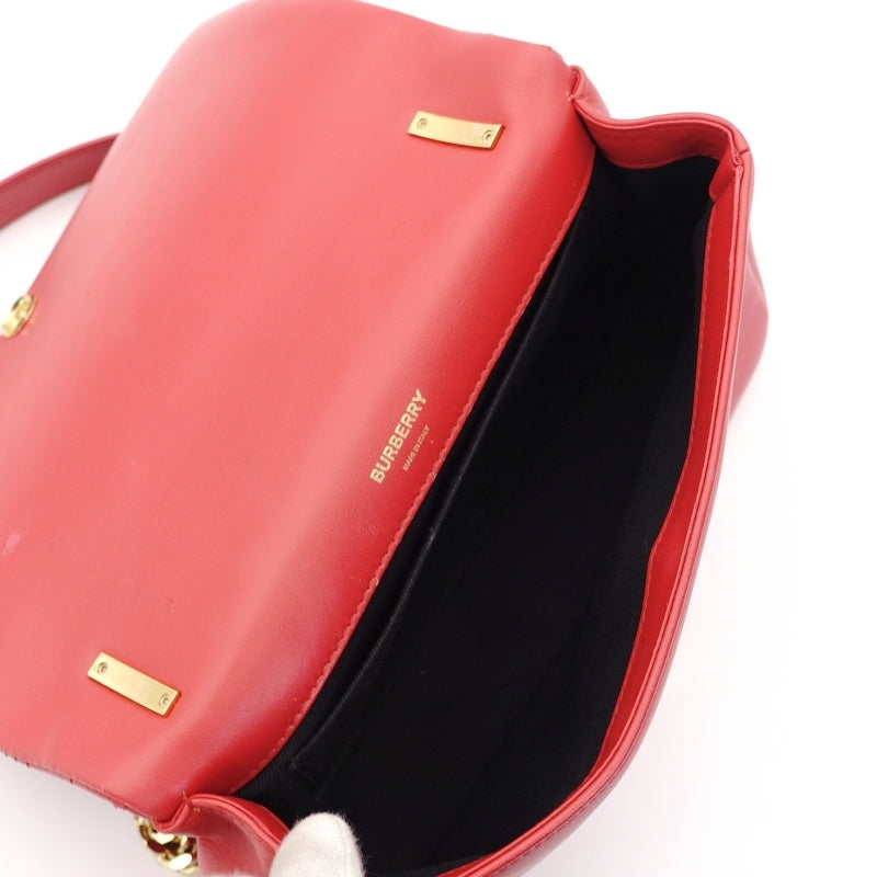 BURBERRY Lola Chain Shoulder Bag Red Leather TB Logo