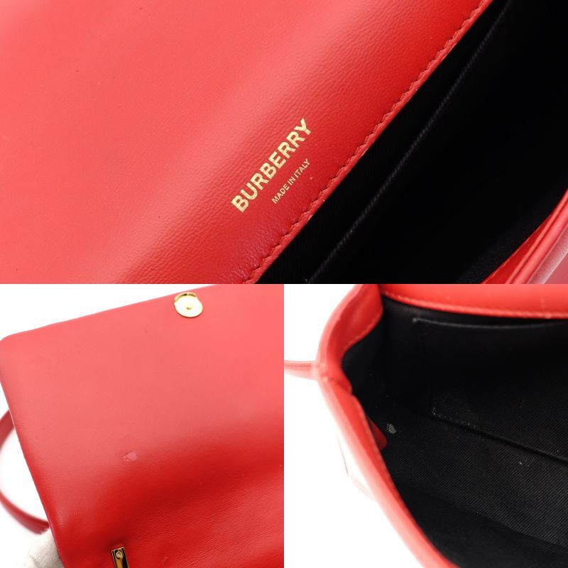 BURBERRY Lola Chain Shoulder Bag Red Leather TB Logo