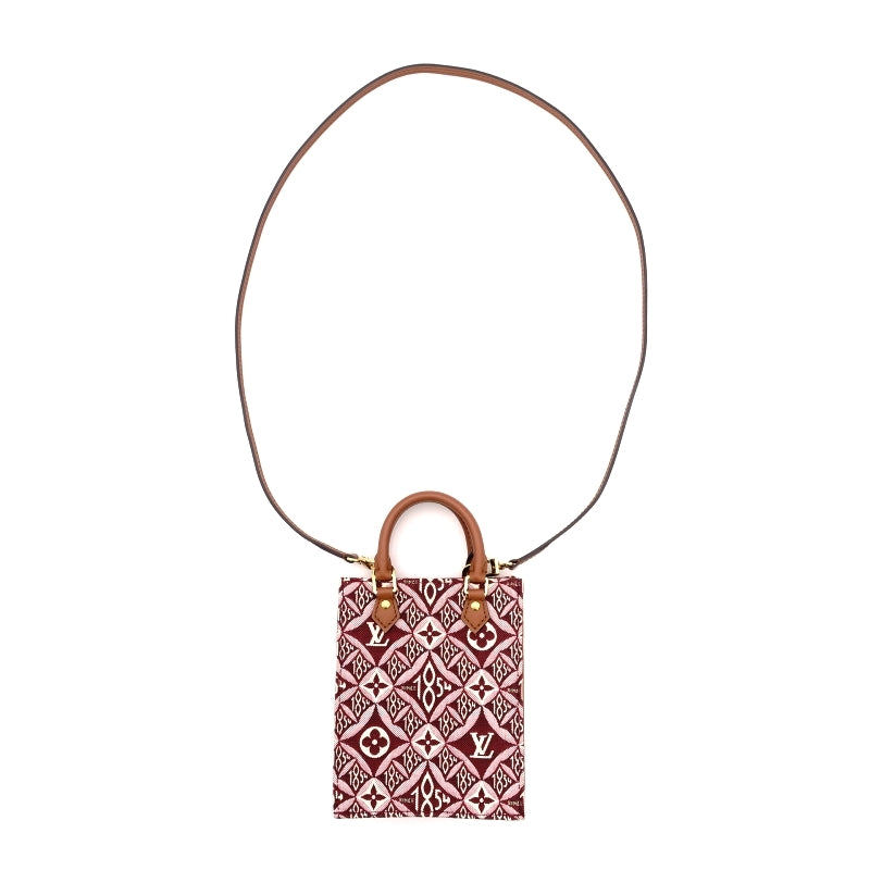 LOUIS VUITTON Jacquard Petite Sac Plat Handbag 2-Way Burgundy