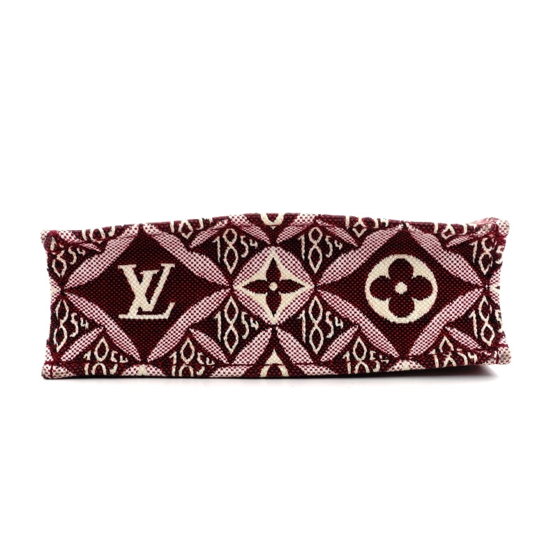 LOUIS VUITTON Jacquard Petite Sac Plat Handbag 2-Way Burgundy