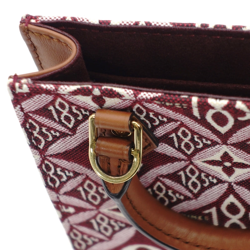 LOUIS VUITTON Jacquard Petite Sac Plat Handbag 2-Way Burgundy