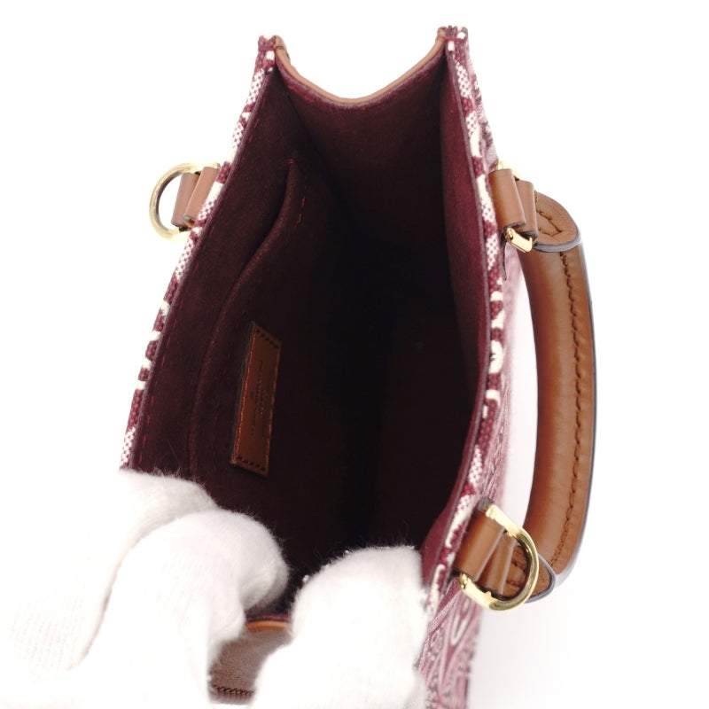 LOUIS VUITTON Jacquard Petite Sac Plat Handbag 2-Way Burgundy