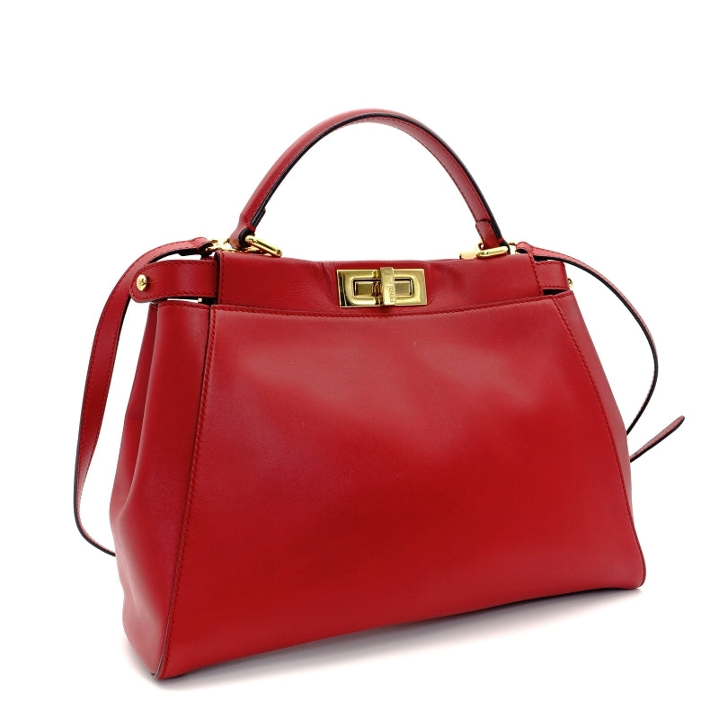 FENDI Peekaboo 2way Style Bag Red Leather