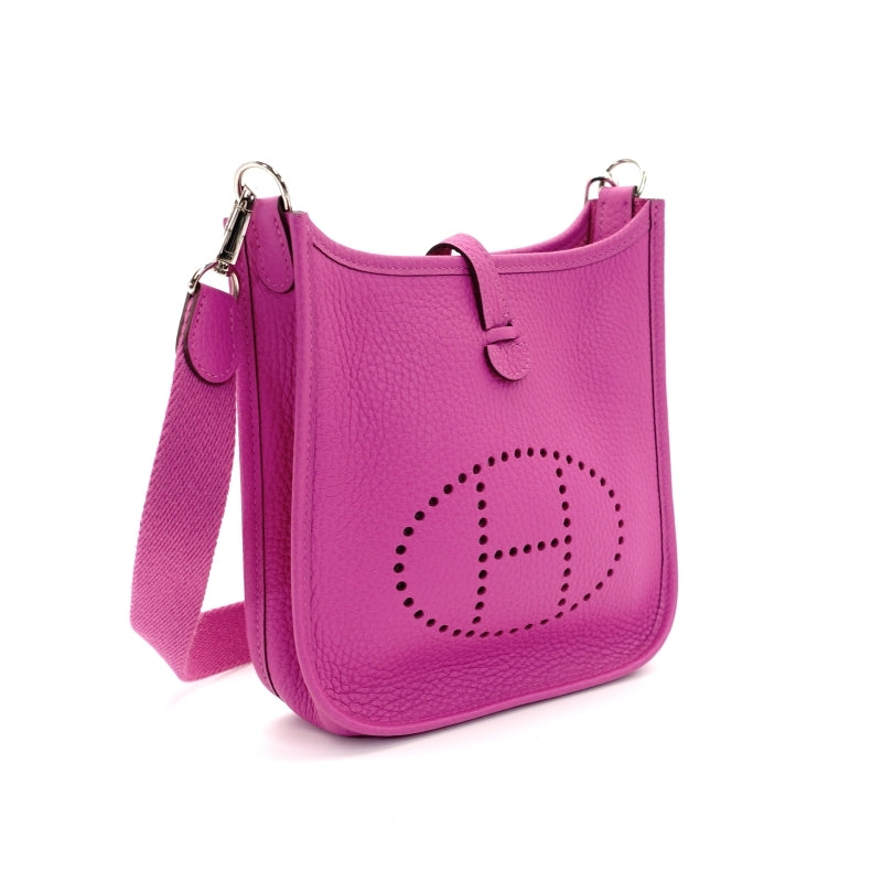 HERMES Evelyn TPM Shoulder Bag Pink Leather Silver Metal Fitting C Stamp
