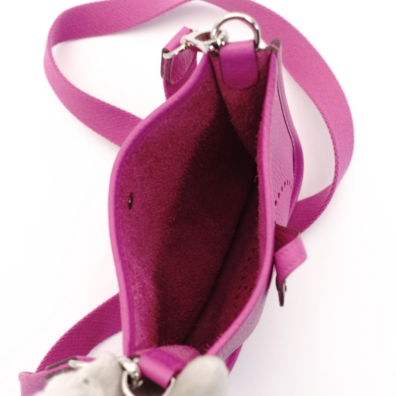 HERMES Evelyn TPM Shoulder Bag Pink Leather Silver Metal Fitting C Stamp