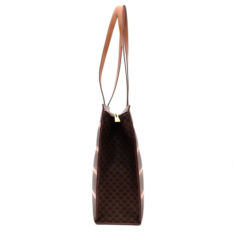 CELINE Macadam Brown PVC Tote Bag Leather Vintage