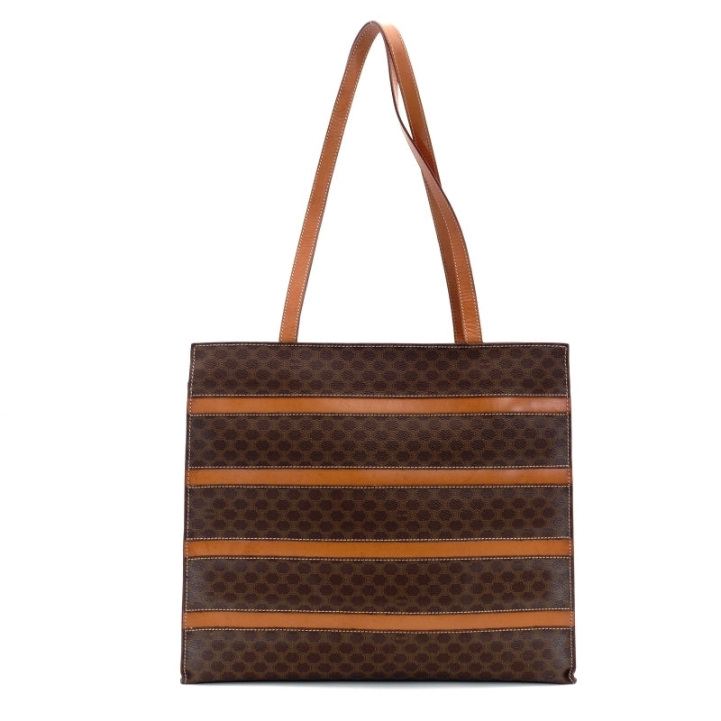CELINE Macadam Brown PVC Tote Bag Leather Vintage