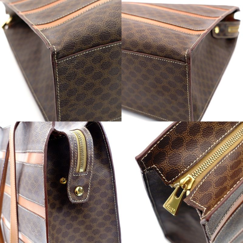 CELINE Macadam Brown PVC Tote Bag Leather Vintage