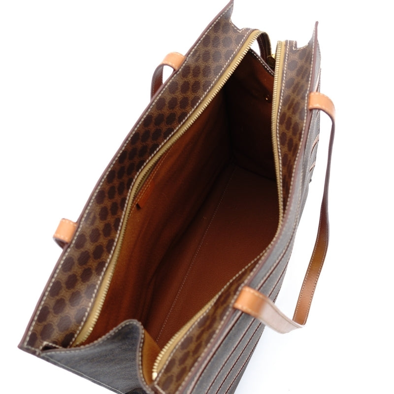 CELINE Macadam Brown PVC Tote Bag Leather Vintage