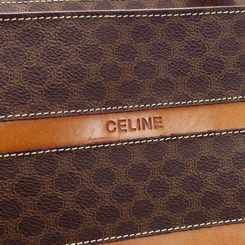 CELINE Macadam Brown PVC Tote Bag Leather Vintage
