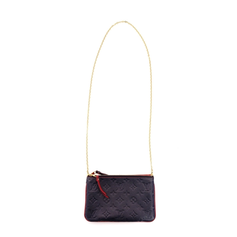 LOUIS VUITTON Monogram Empreinte Pochette Double Zip Pouch Chain Shoulder Bag