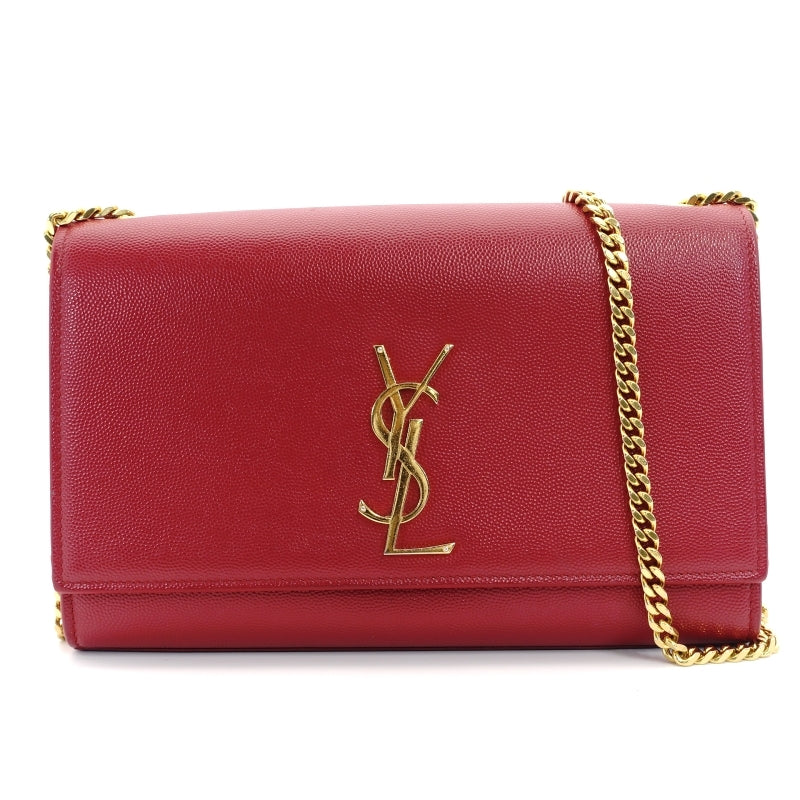 SAINT LAURENT YSL Chain Shoulder Bag Red Leather
