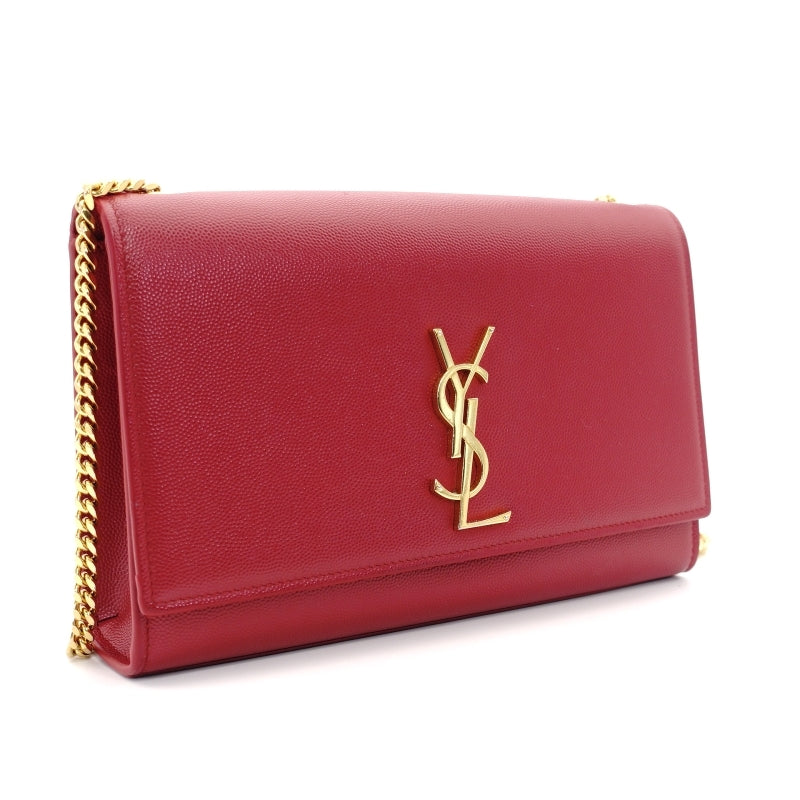 SAINT LAURENT YSL Chain Shoulder Bag Red Leather