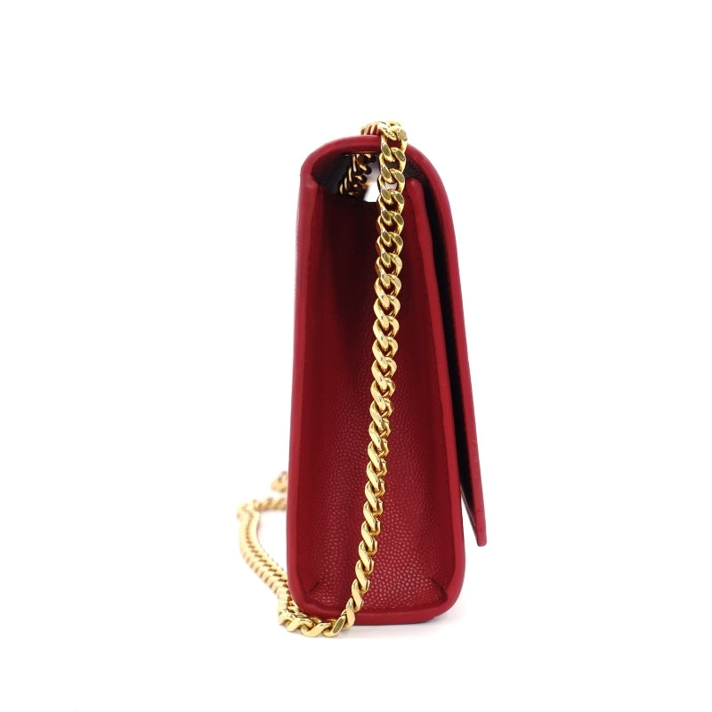 SAINT LAURENT YSL Chain Shoulder Bag Red Leather