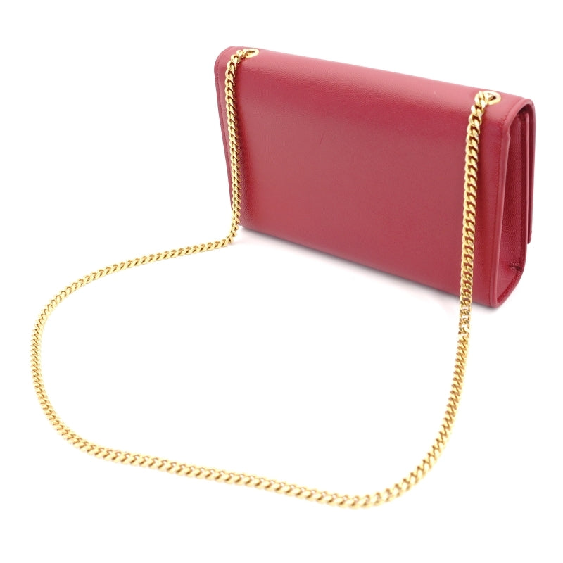 SAINT LAURENT YSL Chain Shoulder Bag Red Leather