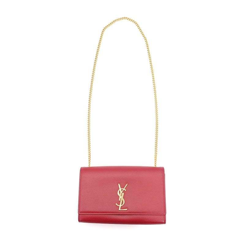 SAINT LAURENT YSL Chain Shoulder Bag Red Leather