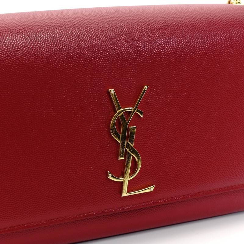 SAINT LAURENT YSL Chain Shoulder Bag Red Leather