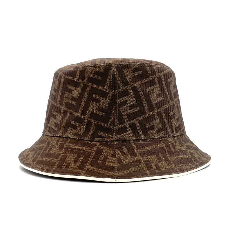 FENDI Zucca Bucket Hat 58cm FF Logo Brown PVC