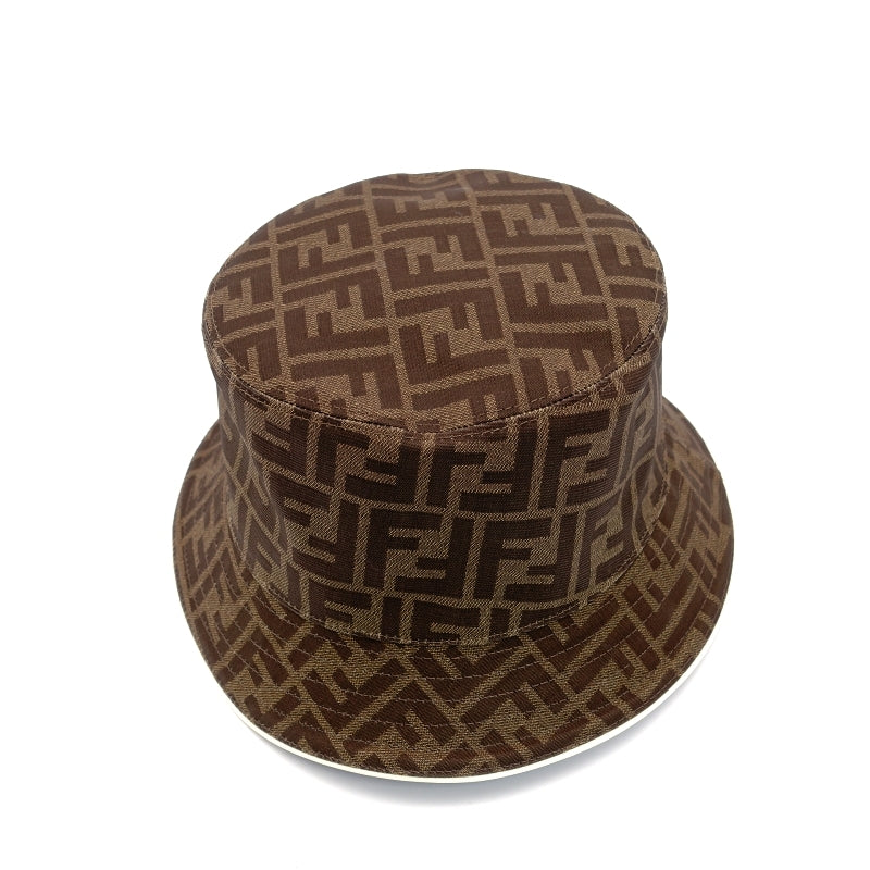 FENDI Zucca Bucket Hat 58cm FF Logo Brown PVC