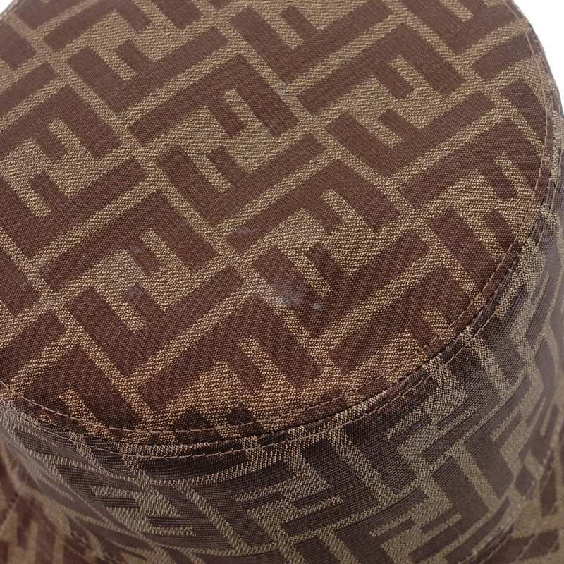 FENDI Zucca Bucket Hat 58cm FF Logo Brown PVC