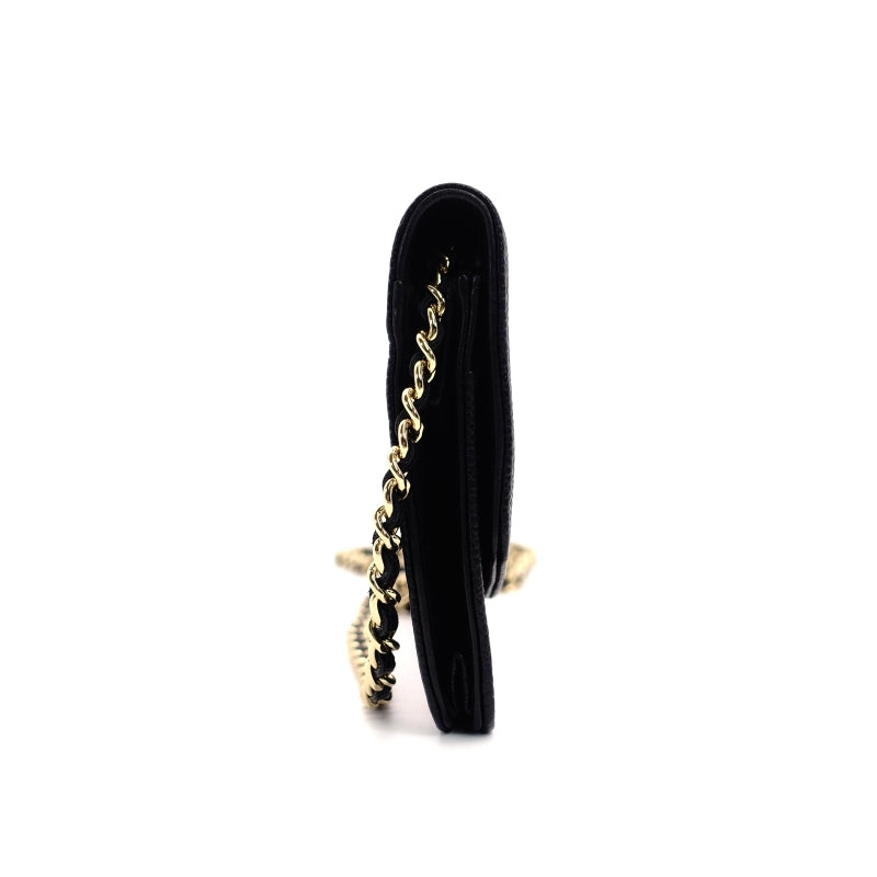 CHANNEL Caviar Skin Black Leather WOC Gold Metal Fittings