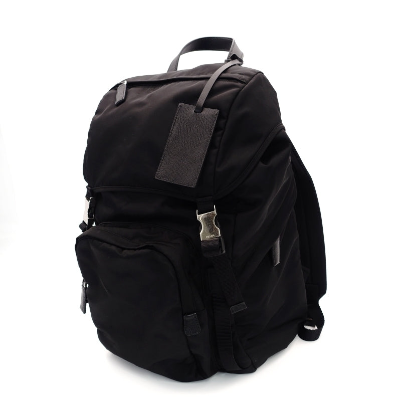 PRADA Nylon Backpack Black Silver Hardware