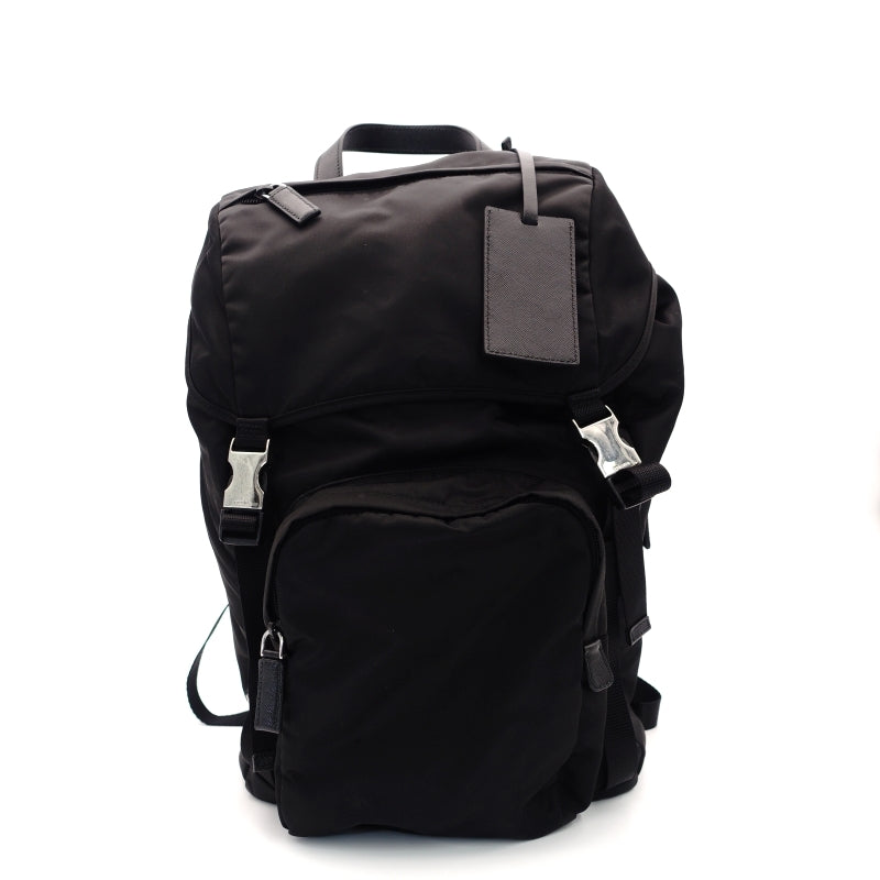 PRADA Nylon Backpack Black Silver Hardware