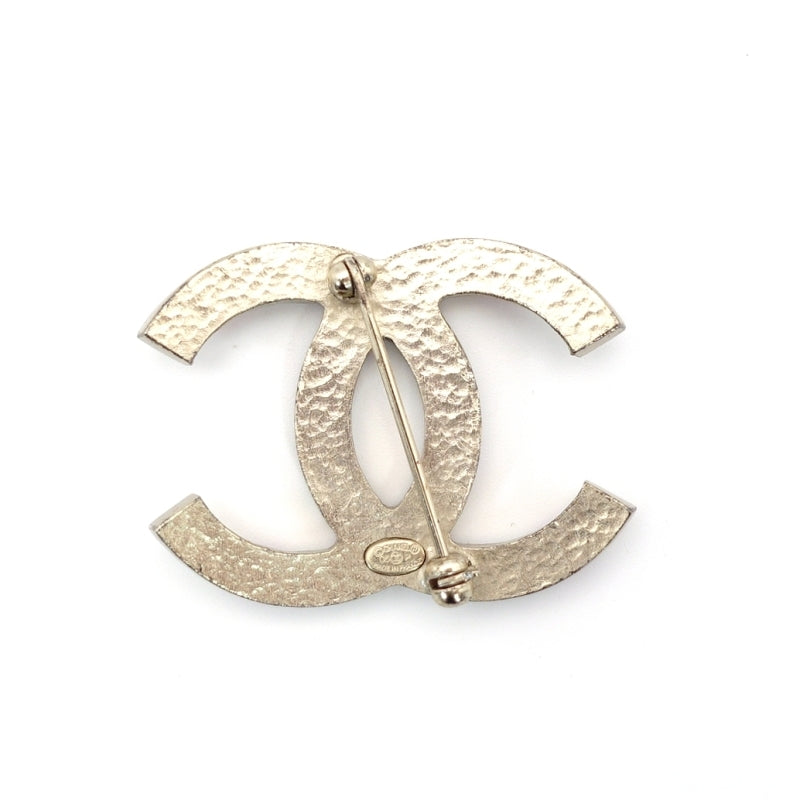 CHANEL Coco Mark Brooch Rhine stone Silver Pink 05P