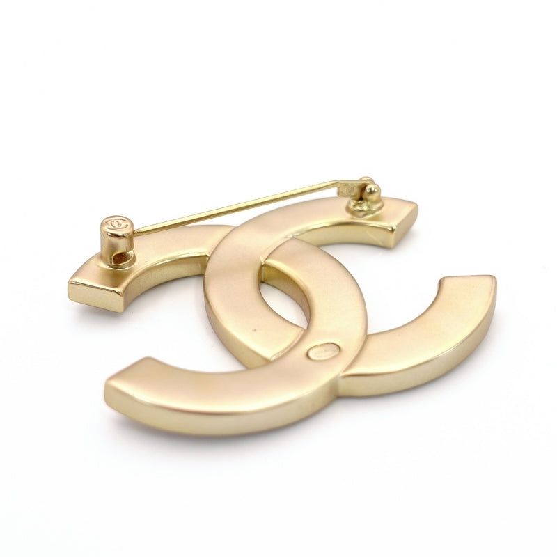 CHANEL Coco Mark Broach Gold Rhine stone Logo