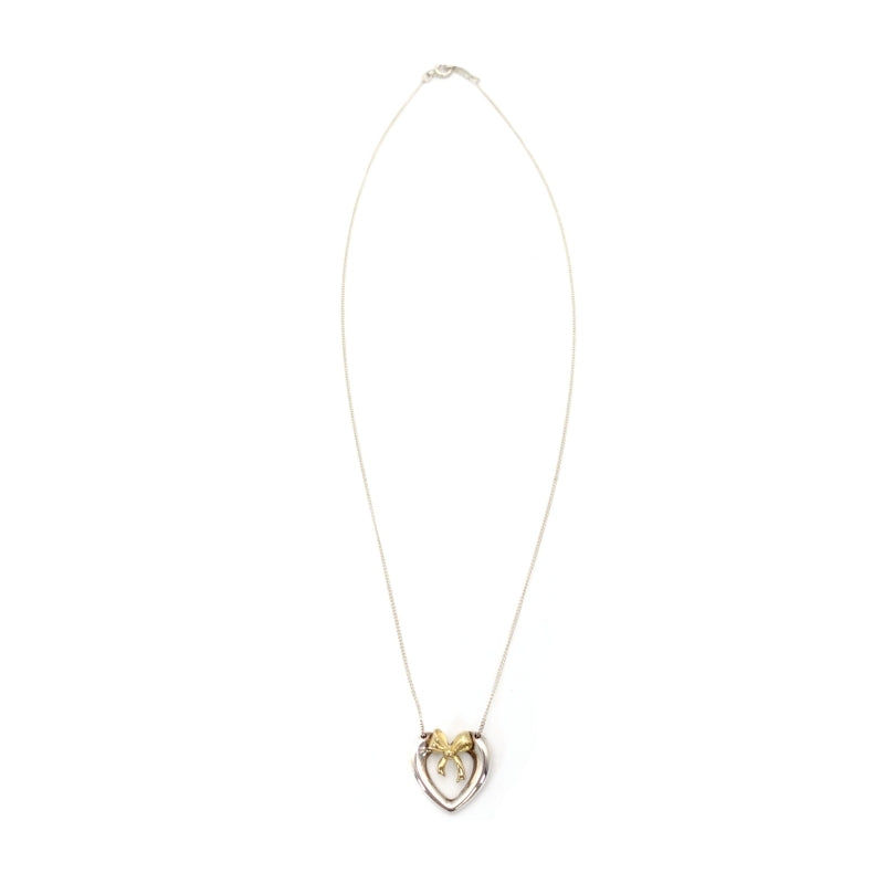 Tiffany & Co. Necklace Heart Ribbon Silver 925 K18 Approx. 9g
