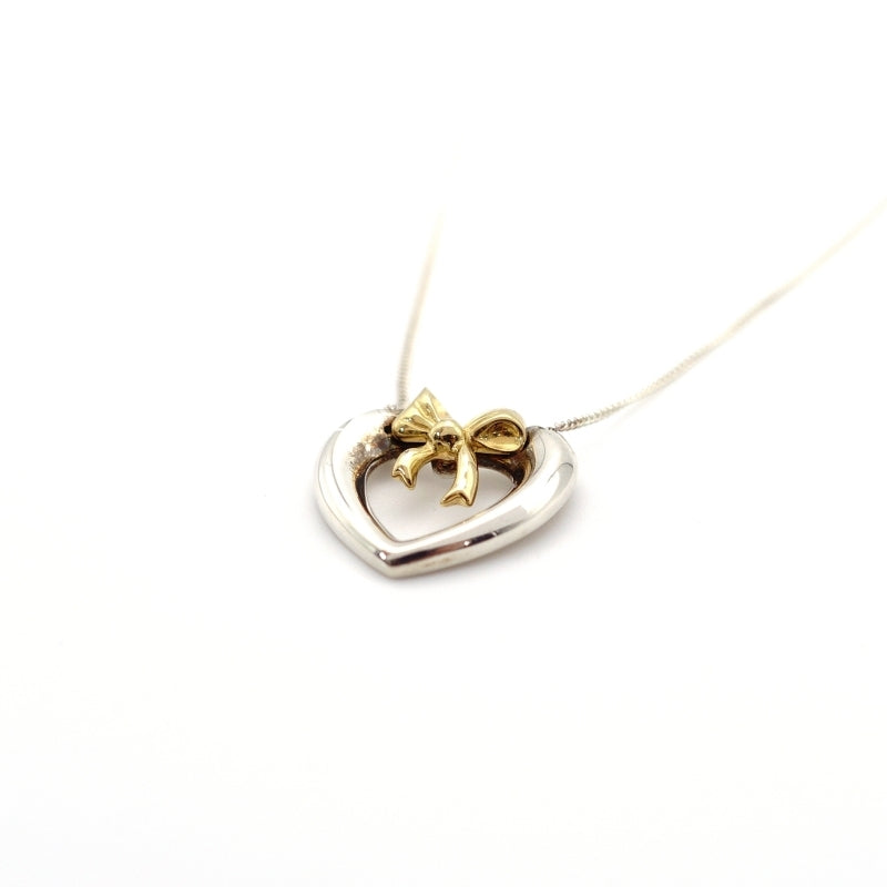 Tiffany & Co. Necklace Heart Ribbon Silver 925 K18 Approx. 9g