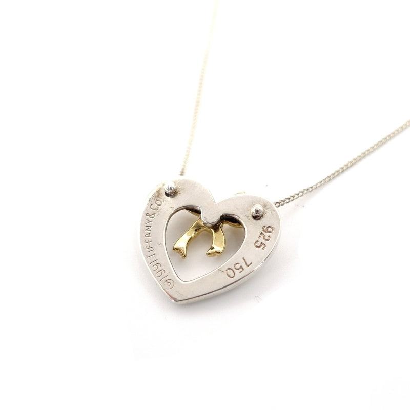 Tiffany & Co. Necklace Heart Ribbon Silver 925 K18 Approx. 9g