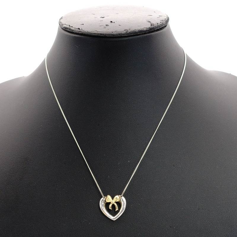 Tiffany & Co. Necklace Heart Ribbon Silver 925 K18 Approx. 9g