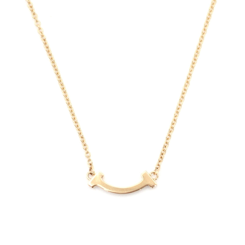 Tiffany & Co. T Smile Mini Necklace Pink Gold K18 Approximately 2.2g
