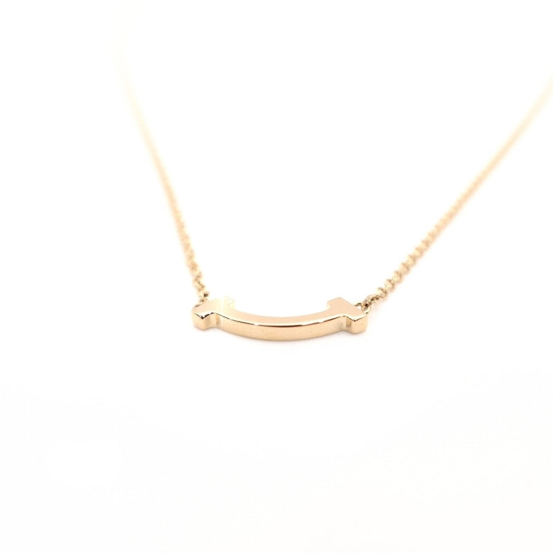 Tiffany & Co. T Smile Mini Necklace Pink Gold K18 Approximately 2.2g