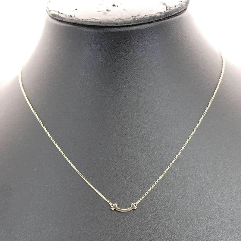 Tiffany & Co. T Smile Mini Necklace Pink Gold K18 Approximately 2.2g