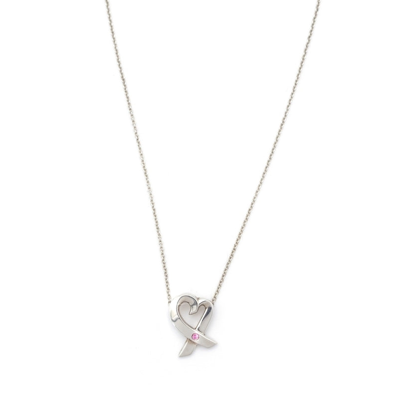 Tiffany & Co. Love Heart Necklace 1P Sapphire Silver 925 Approximately 3g