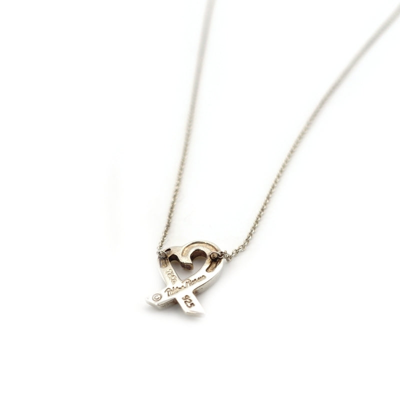Tiffany & Co. Love Heart Necklace 1P Sapphire Silver 925 Approximately 3g