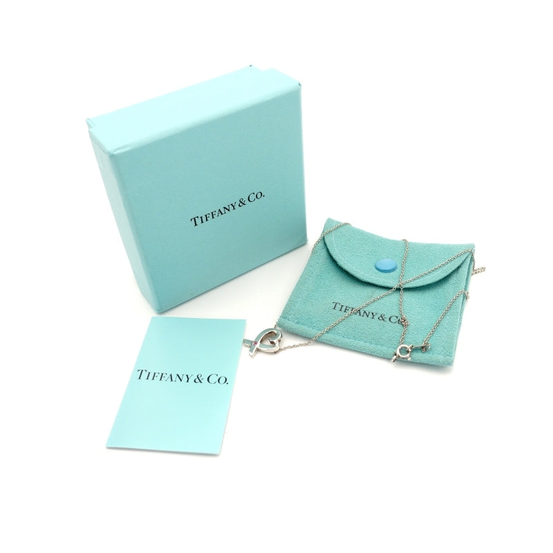 Tiffany & Co. Love Heart Necklace 1P Sapphire Silver 925 Approximately 3g