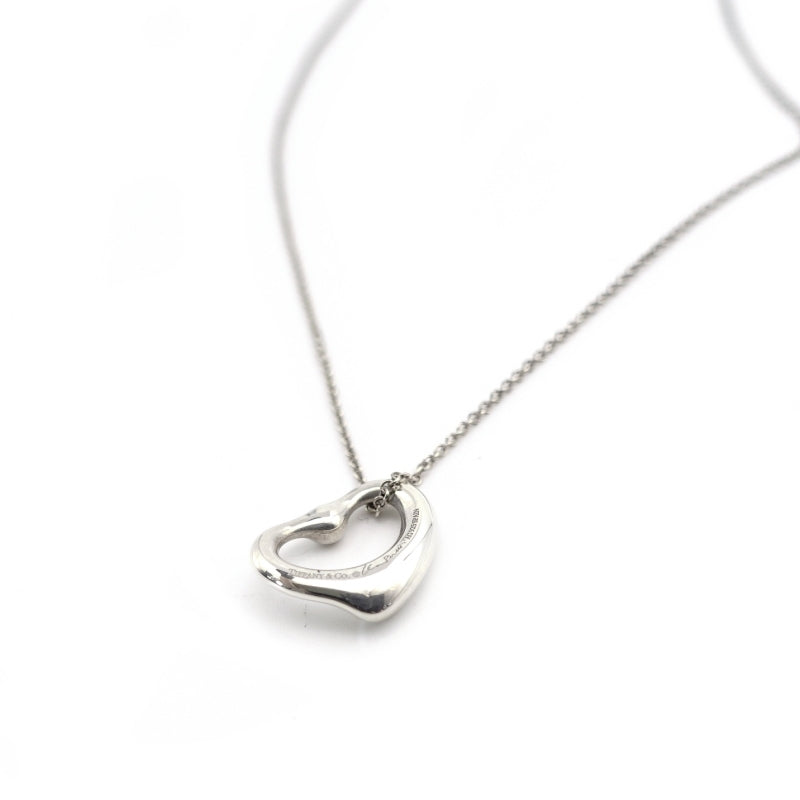 Tiffany & Co. Open Heart Necklace 1P Pink Sapphire Silver 925 Approximately 3g
