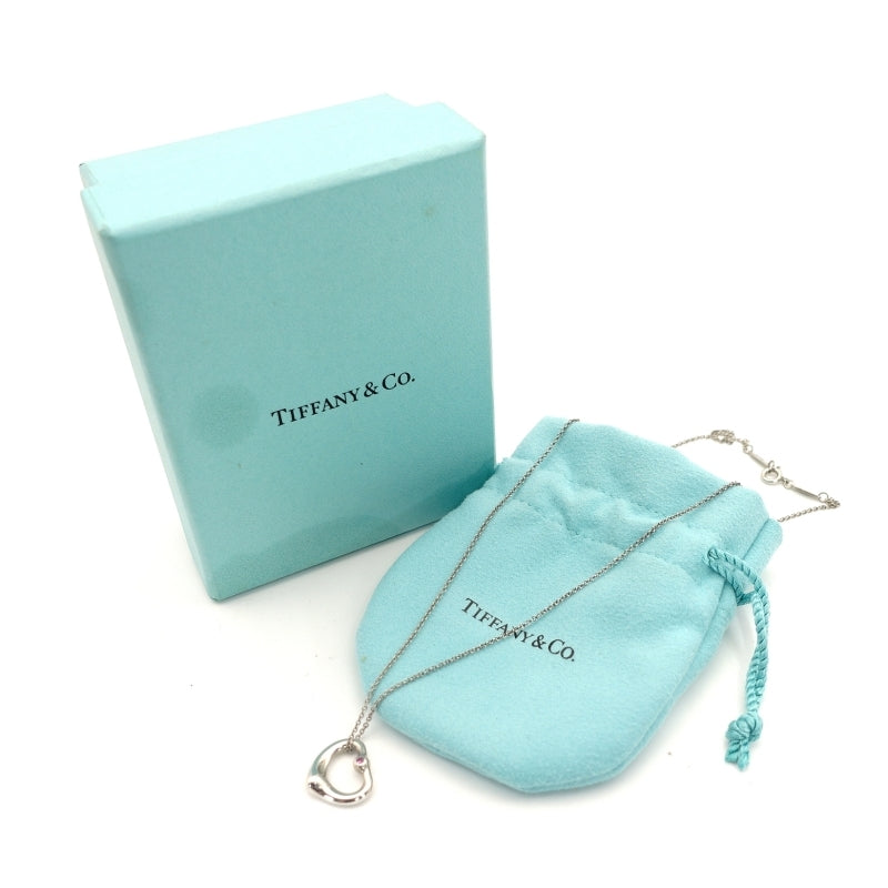 Tiffany & Co. Open Heart Necklace 1P Pink Sapphire Silver 925 Approximately 3g